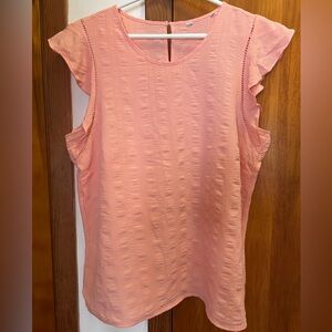 Elegant Peach Ruffle Sleeve Blouse